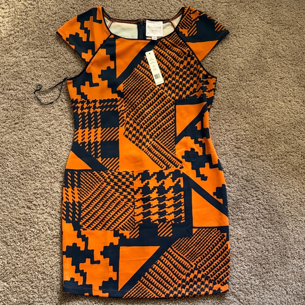Romeo & Juliet Couture Orange and Black Mini Dress